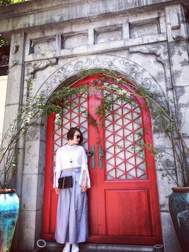 「ROCOCO（ロココ）のアイテム（トップス）」を使った、冯家琪さん（レディース・163cm）の春コーディネート