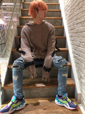 「L.H.P（エルエイチピー）のアイテム（ニット/セーター）」を使った、ながさきたいがさん（メンズ・169cm）の秋コーディネート