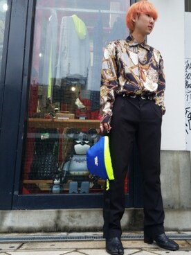 「WHITELAND（ホワイトランド）のアイテム（ボディバッグ/ウエストポーチ）」を使った、ながさきたいがさん（メンズ・169cm）の夏コーディネート