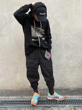 「DRKSHDW（ダークシャドウ）のアイテム」を使った、ながさきたいがさん（メンズ・169cm）の冬コーディネート