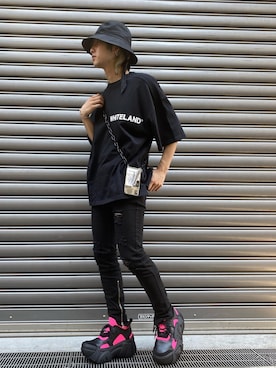 「WHITELAND（ホワイトランド）のWHITELAND/ホワイトランド/ビッグロゴオーバーサイズTシャツ（Tシャツ/カットソー）」を使った、ながさきたいがさん（メンズ・169cm）の夏コーディネート