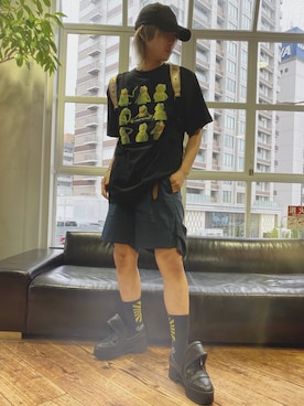 「NAMACHEKO（ナマチェコ）のアイテム（パンツ）」を使った、ながさきたいがさん（メンズ・169cm）の夏コーディネート