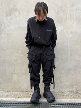 「DANKE SCHON（ダンケシェーン）のDankeSchon/ダンケシェーン/撥水ストレッチナイロンカーゴシャツ（シャツ/ブラウス）」を使った、ながさきたいがさん（メンズ・169cm）の冬コーディネート