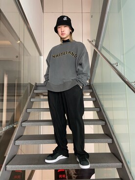 「WHITELAND（ホワイトランド）のアイテム（スウェット）」を使った、ながさきたいがさん（メンズ・169cm）の冬コーディネート