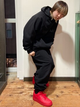 「WHITELAND（ホワイトランド）のWHITELAND/ホワイトランド/プリントパーカー（パーカー）」を使った、ながさきたいがさん（メンズ・169cm）の冬コーディネート