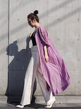 「シャツワンピース」｜「アイテム（その他）」を使った、SHEERさん（レディース・158cm）の夏コーディネート