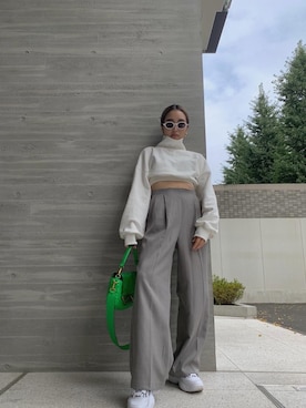 「SHEER flow（シアーフロウ）のアイテム（トップス）」を使った、SHEERさん（レディース・158cm）の秋コーディネート