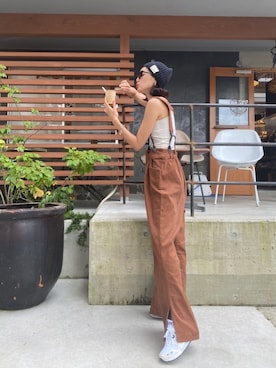 「アイテム（オールインワン・サロペット）」を使った、SHEERさん（レディース・158cm）の秋コーディネート