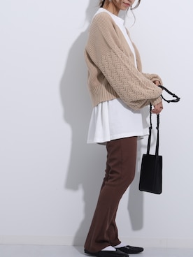 「SHEER flow（シアーフロウ）のアイテム」を使った、SHEERさん（レディース・158cm）の秋コーディネート