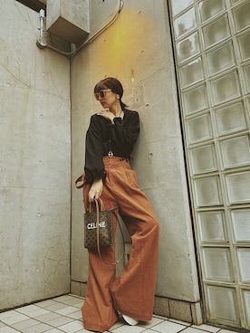 「SHEER flow（シアーフロウ）のアイテム」を使った、SHEERさん（レディース・158cm）の秋コーディネート