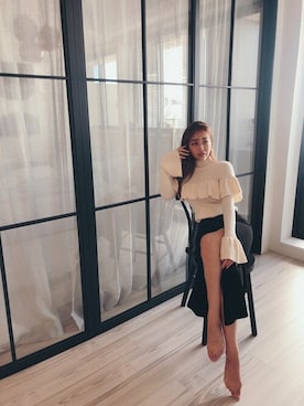 「SHEER flow（シアーフロウ）のアイテム」を使った、SHEERさん（レディース・158cm）の秋コーディネート