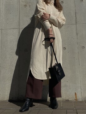 「SHEER flow（シアーフロウ）のアイテム」を使った、SHEERさん（レディース・158cm）の秋コーディネート