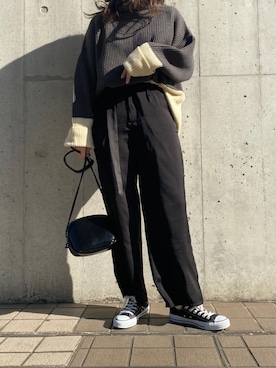 「SHEER flow（シアーフロウ）のアイテム」を使った、SHEERさん（レディース・158cm）の冬コーディネート