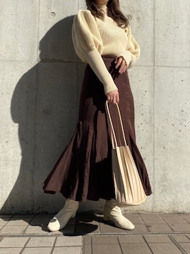 「SHEER flow（シアーフロウ）のアイテム」を使った、SHEERさん（レディース・158cm）の冬コーディネート