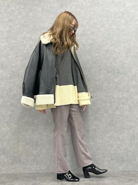 「SHEER flow（シアーフロウ）のアイテム」を使った、SHEERさん（レディース・158cm）の冬コーディネート