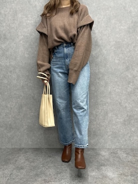 「SHEER flow（シアーフロウ）のアイテム」を使った、SHEERさん（レディース・158cm）の冬コーディネート