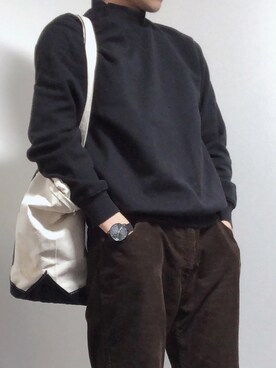 「Ralph Lauren」｜「アイテム（スウェット）」を使った、たけさんさん（メンズ・178cm）の冬コーディネート