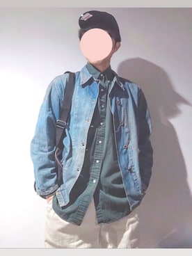 「オフホワイト」｜「アイテム（チノパンツ）」を使った、たけさんさん（メンズ・178cm）の冬コーディネート