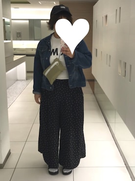 「ドットパンツ」｜「アイテム（デニムジャケット）」を使った、A8Pさん（レディース・156cm）の春コーディネート