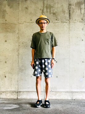 「kvell（ケベル）のアイテム（帽子）」を使った、ちーばくんさん（メンズ・165cm）の夏コーディネート
