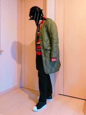 「カーキアウター」｜「アイテム（スリッポン）」を使った、KOALAMAMAさん（レディース・163cm）の春コーディネート