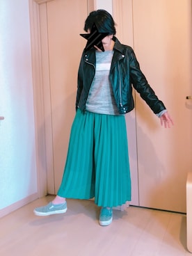 「osharewalker（オシャレウォーカー）のアイテム（ライダースジャケット）」を使った、KOALAMAMAさん（レディース・163cm）の春コーディネート