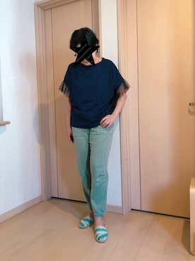 「フリルトップス」｜「アイテム（スリッポン）」を使った、KOALAMAMAさん（レディース・163cm）の春コーディネート
