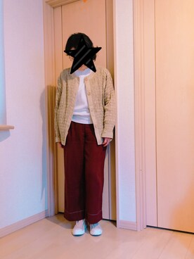 「ブラウンパンツ」｜「アイテム（スリッポン）」を使った、KOALAMAMAさん（レディース・163cm）の秋コーディネート
