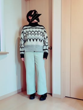 「ミントグリーン」｜「アイテム（ニット/セーター、その他）」を使った、KOALAMAMAさん（レディース・163cm）の冬コーディネート