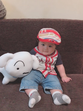 「OSHKOSH（オシュコシュ）のアイテム（トップス）」を使った、yuikunさん（キッズ・61cm）の夏コーディネート