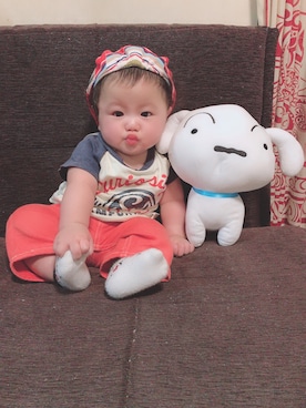 「Daddy Oh Daddy（ダディーオーダディー）のアイテム（パンツ）」を使った、yuikunさん（キッズ・61cm）の夏コーディネート