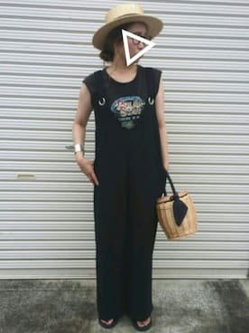 「ロックT」｜「アイテム（オールインワン・サロペット）」を使った、ｅｒａさん（レディース・158cm）の夏コーディネート