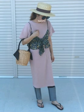 「ロールアップ」｜「アイテム（ビーチサンダル）」を使った、ｅｒａさん（レディース・158cm）の夏コーディネート