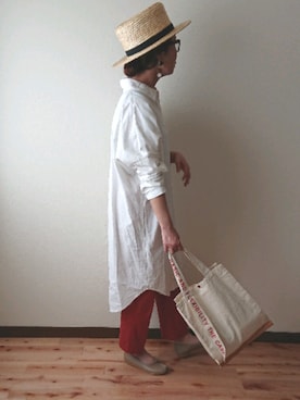 「アイテム（チノパンツ、オレンジ系）」を使った、ｅｒａさん（レディース・158cm）の春コーディネート