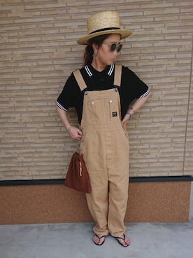 「DOUBLE NAME（ダブルネーム）のアイテム（オールインワン・サロペット）」を使った、ｅｒａさん（レディース・158cm）の夏コーディネート