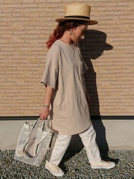 「CONVERSE（コンバース）のconverse（コンバース） ALL STAR OX（オールスターOX）（スニーカー）」を使った、ｅｒａさん（レディース・158cm）の夏コーディネート