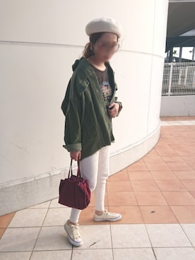 「カーキ×ホワイト」｜ｅｒａさん（レディース・158cm）の秋コーディネート