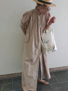 「LAKOLE（ラコレ）のアイテム（シャツワンピース）」を使った、ｅｒａさん（レディース・158cm）の夏コーディネート