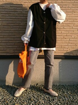 「袖ボリューム」｜「アイテム（バレエシューズ）」を使った、ｅｒａさん（レディース・158cm）の春コーディネート