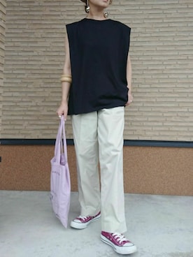 「おおぶりピアス」｜「アイテム（スニーカー）」を使った、ｅｒａさん（レディース・158cm）の夏コーディネート