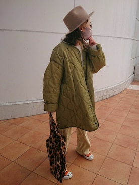 「BEAUTY&YOUTH UNITED ARROWS（ビューティーアンドユースユナイテッドアローズ）のBY∴ ロゴレオパードパーテーショントート ◆（トートバッグ）」を使った、ｅｒａさん（レディース・158cm）の冬コーディネート