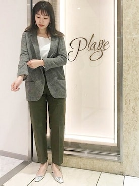 「plage（プラージュ）の天竺プルオーバー◆（Tシャツ/カットソー）」を使った、AYAさん（レディース・167cm）の冬コーディネート