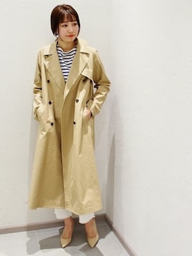 「マリンコーデ」｜「アイテム（トレンチコート）」を使った、AYAさん（レディース・167cm）の冬コーディネート
