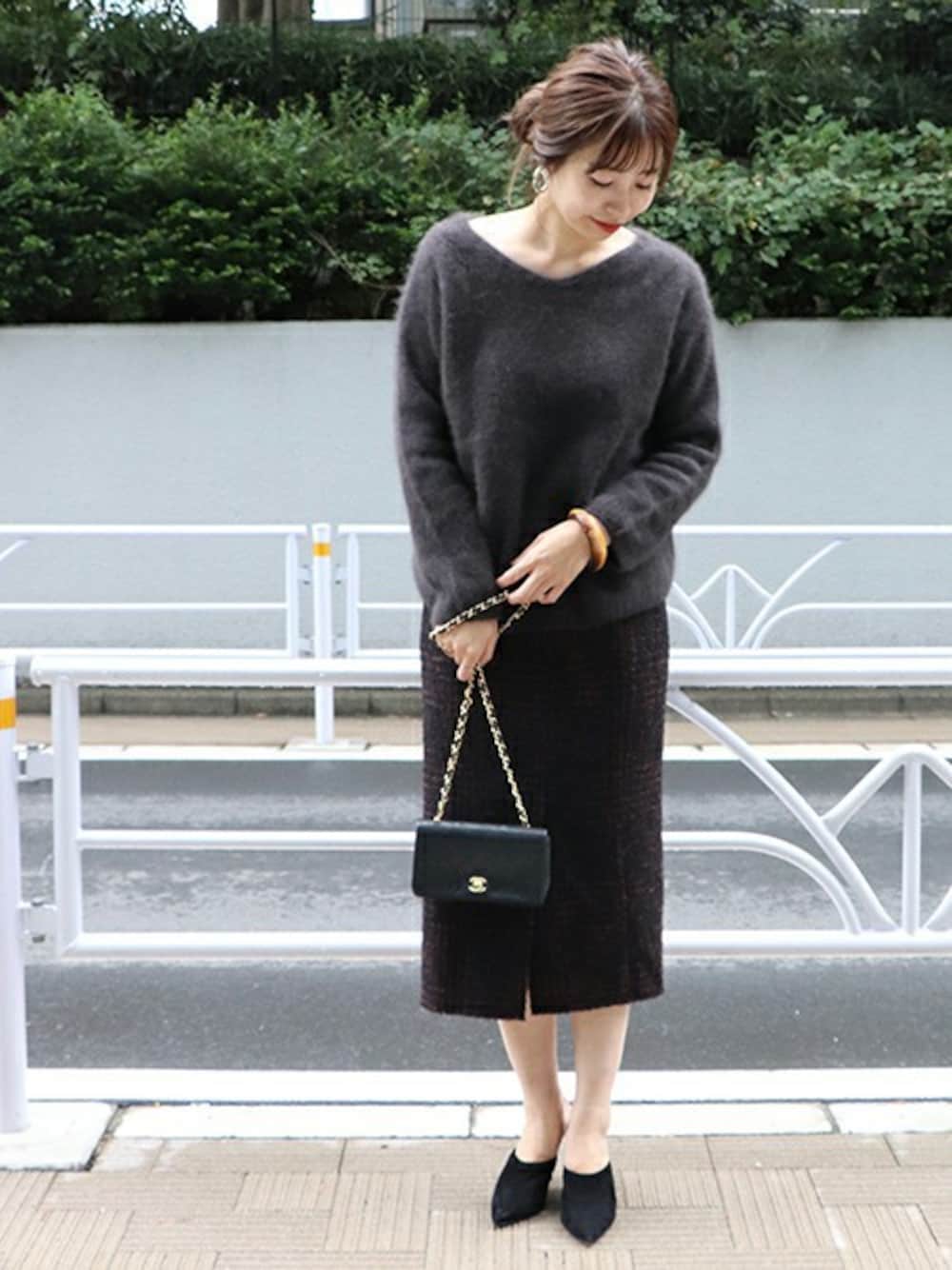 Plage Fur Vネック ニットプルオーバー 2way プラージュ　ネイビー plage furプルオーバー ネイビー 素敵☆Plage プラージュ FurVネック