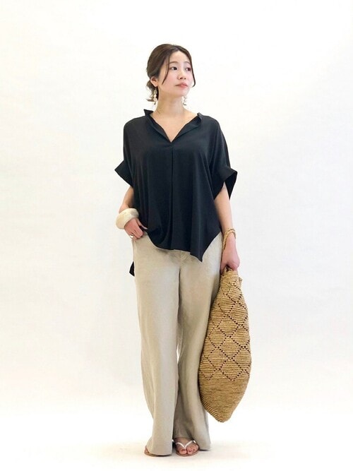 plage ブラウス　RY/PE over BL ブラック（墨黒） plage（プラージュ）の「RY/PE over ブラウス◇（シャツ