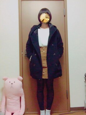 「学校」｜「アイテム（チェスターコート）」を使った、Usagiさん（レディース・161cm）の冬コーディネート