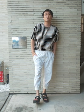 「REPIDO（リピード）のアイテム（パンツ）」を使った、まっちゃんさん（メンズ・183cm）の夏コーディネート