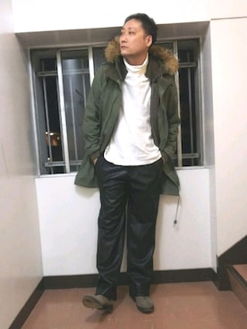 「glamb（グラム）のアイテム（モッズコート）」を使った、まっちゃんさん（メンズ・183cm）の秋コーディネート