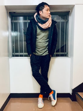 「LIDNM（リドム）のアイテム（ダウンジャケット/コート）」を使った、まっちゃんさん（メンズ・183cm）の冬コーディネート