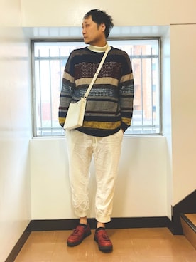 「REPIDO（リピード）のアイテム（パンツ）」を使った、まっちゃんさん（メンズ・183cm）の冬コーディネート